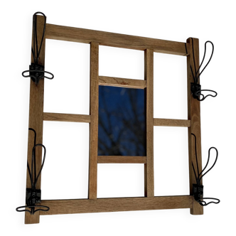 Vintage 1940s modernist mirror coat rack