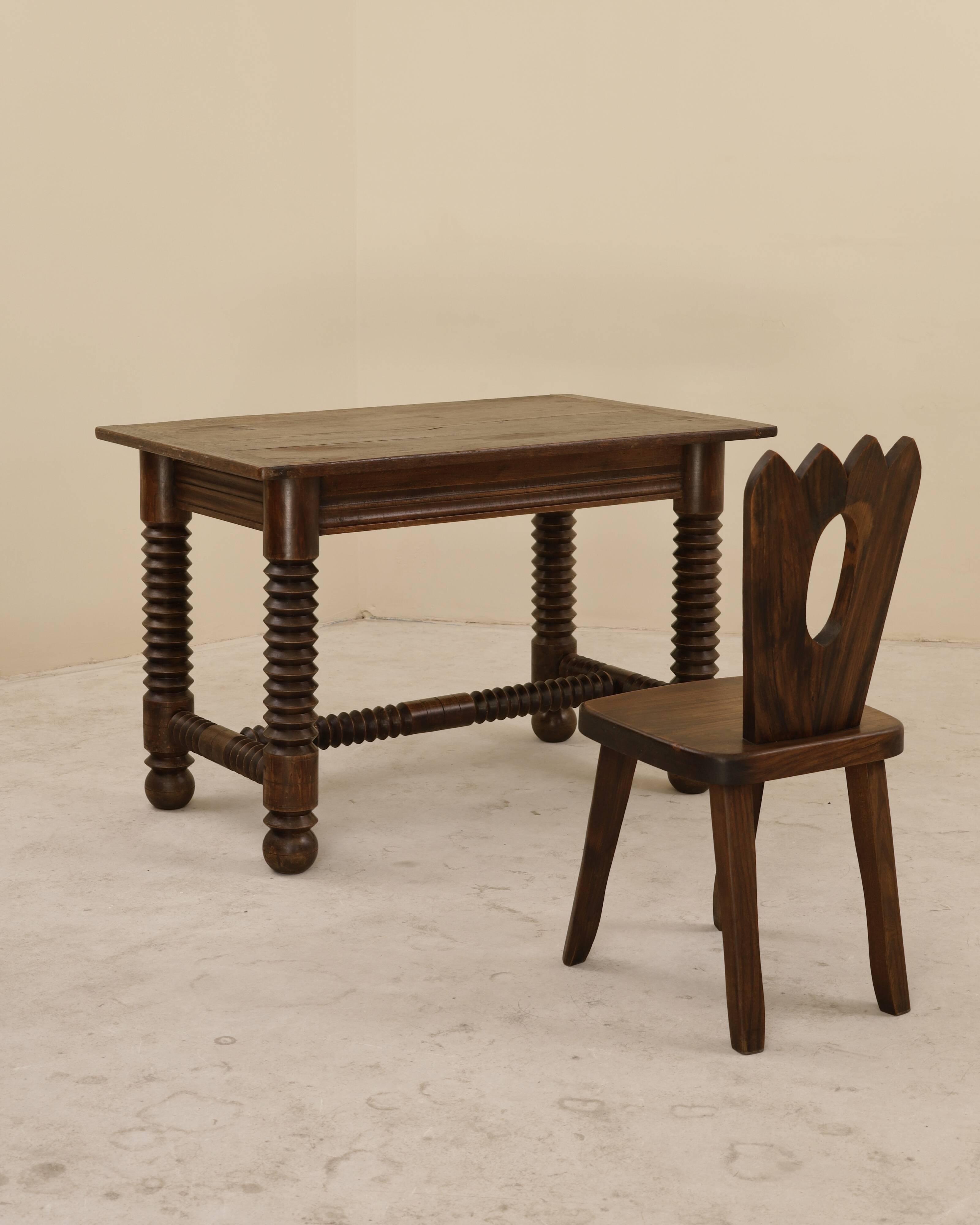 Solid wood table, France, 1940s