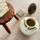 XL ceramic vase with 4 handles and rattan braid