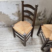 Straw chairs oak 1940s Dudouyt