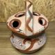 Ancient Berber flower holder, painted terracotta, vintage ethnic vase.