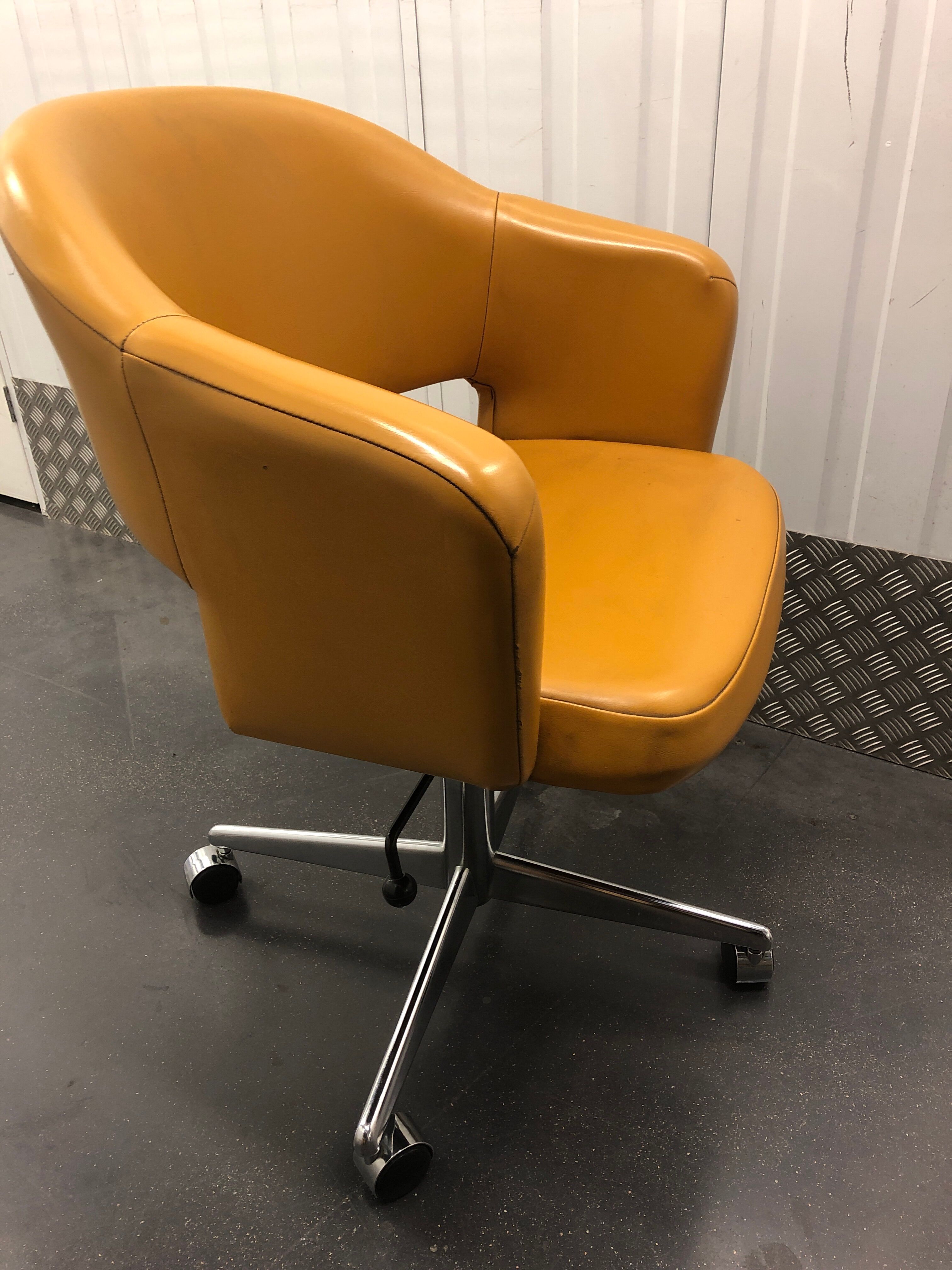 Vintage office chair in mustard yellow skai circa 1960