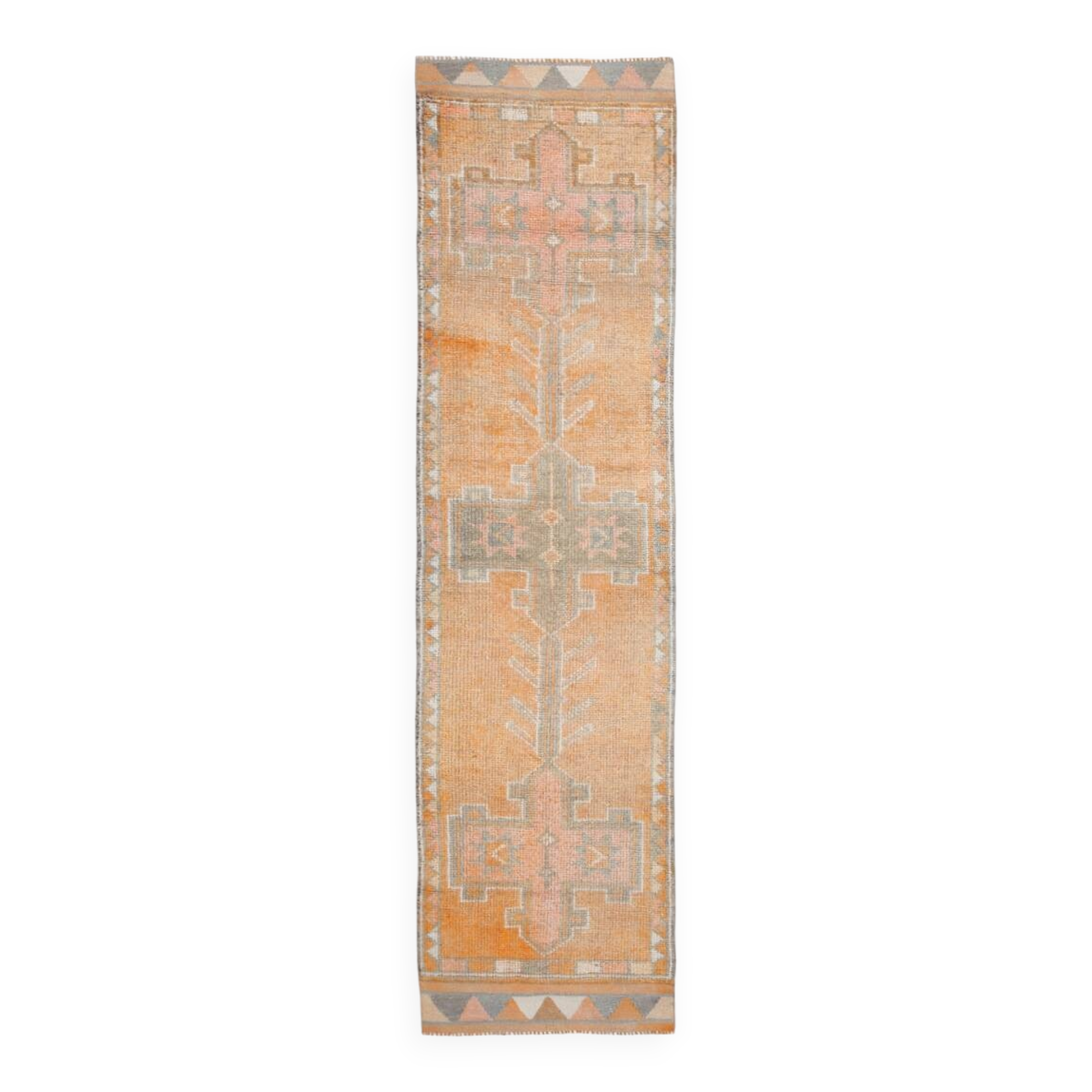 3x11 Orange & Green Oriental Vintage Runner Rug, 85x347Cm