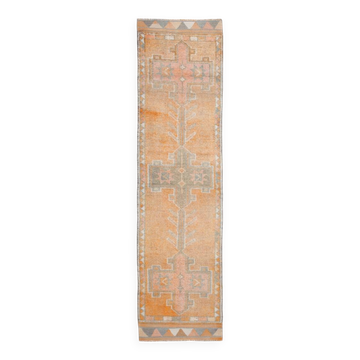 3x11 Orange & Green Oriental Vintage Runner Rug, 85x347Cm