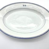 Monogrammed oval dish b h white and blue 39cm
