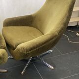 Pair of Vintage Green Velvet Swivel Chairs