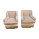 Pair of vintage armchairs, beige velvet