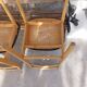 5 Scandinavian style chairs, wood and black faux leather.