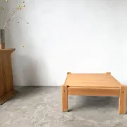Modernist coffee table in solid pine with a reversible top, 1970s.