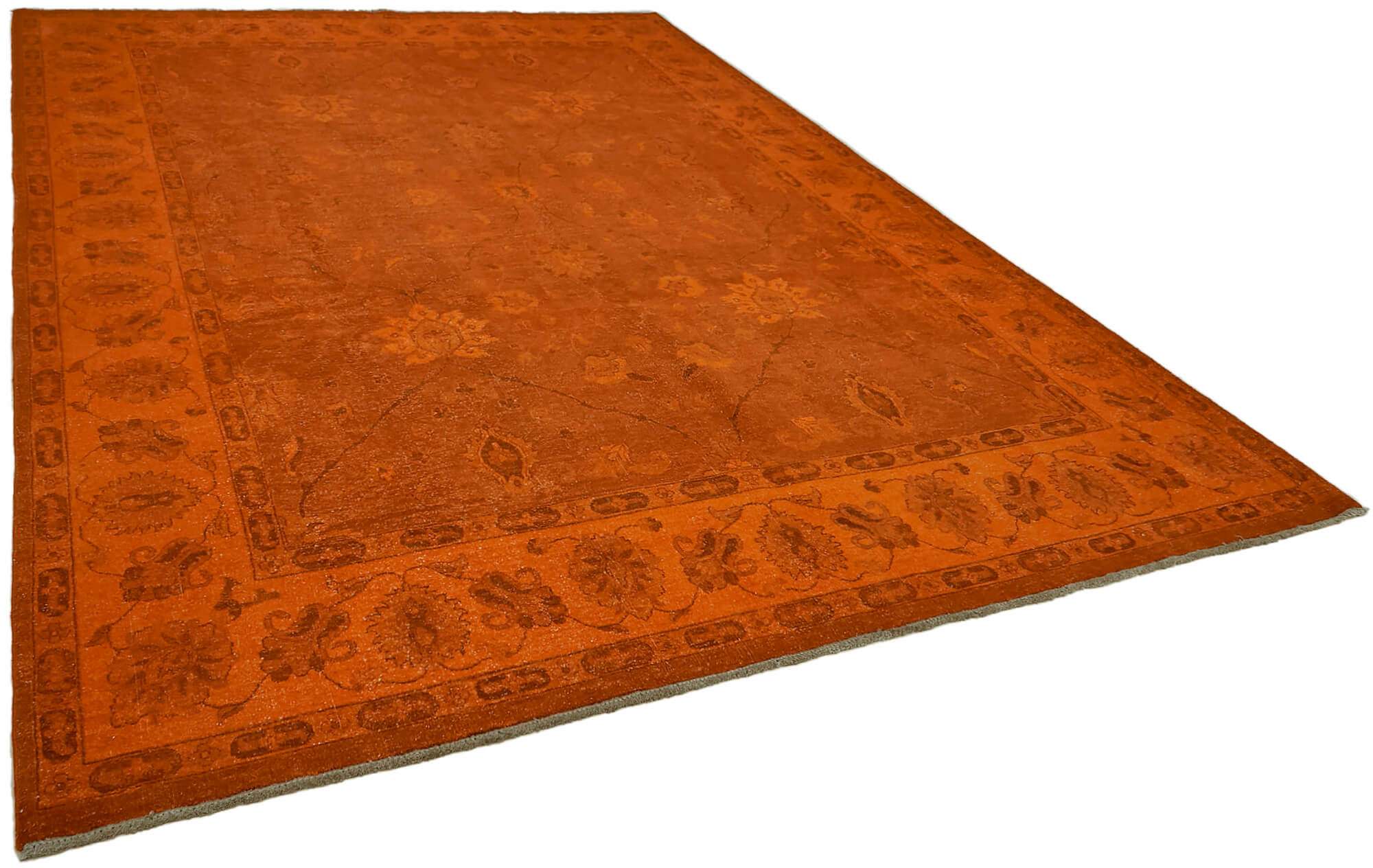 Handmade Oriental Decorative 1980s 267 cm x 372 cm Orange Wool Carpet