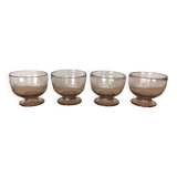 4 vintage pink bubble glass bowls