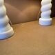 Set of 2 small old twisted opaline lamps