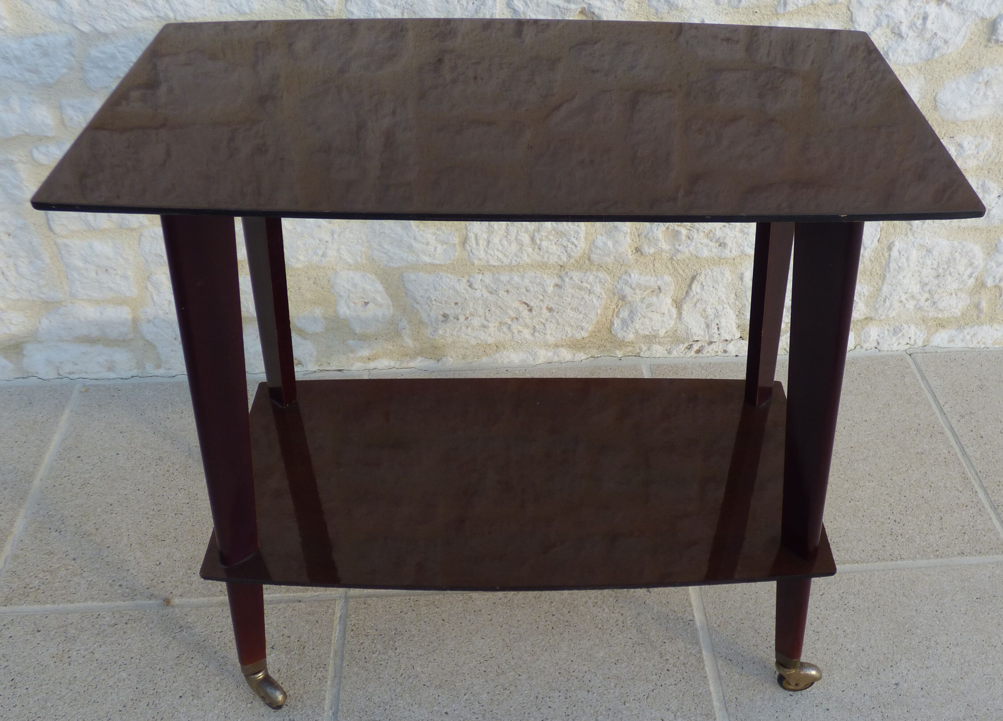 Vintage service cabinet with two trays on wheels