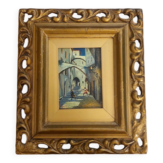 Small old painting oil on panel signed E. Guidi, frame