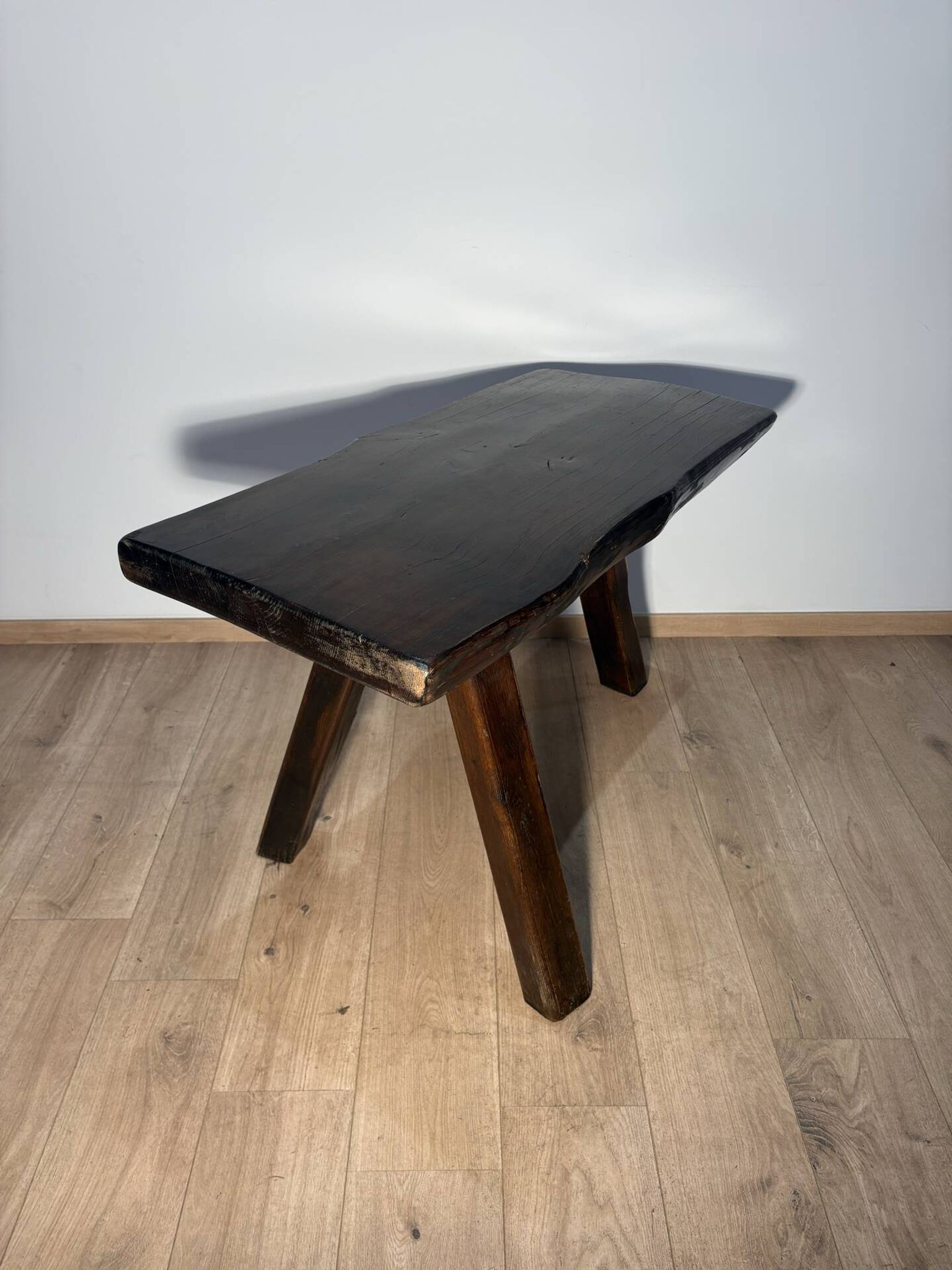 Brutalist table made of solid oak.
