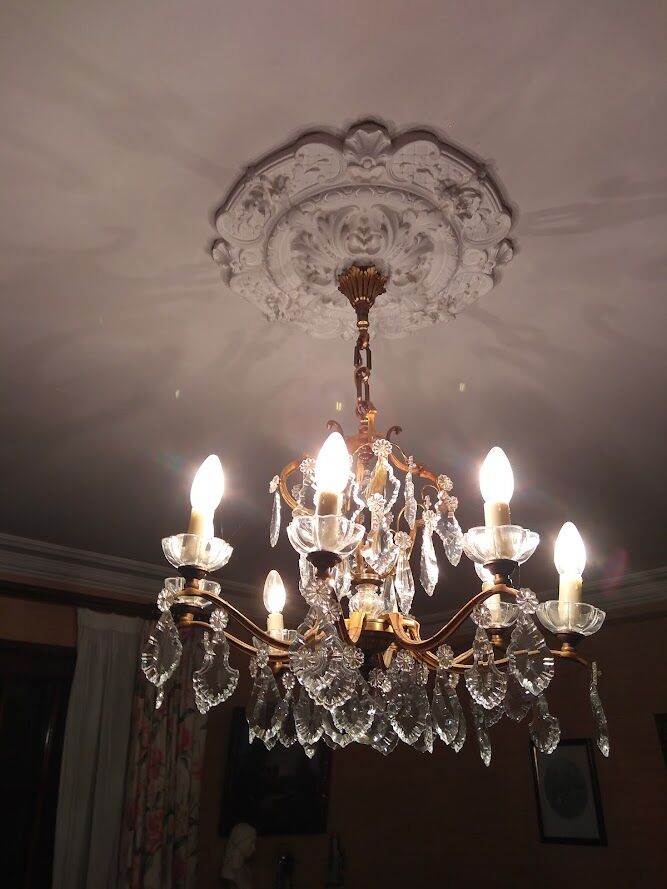 Lustre en bronze et cristal 8 branches