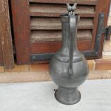 Old ewer in tin, many hallmarks - crowned eagle and others