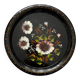 Round black metal tray with vintage flowers