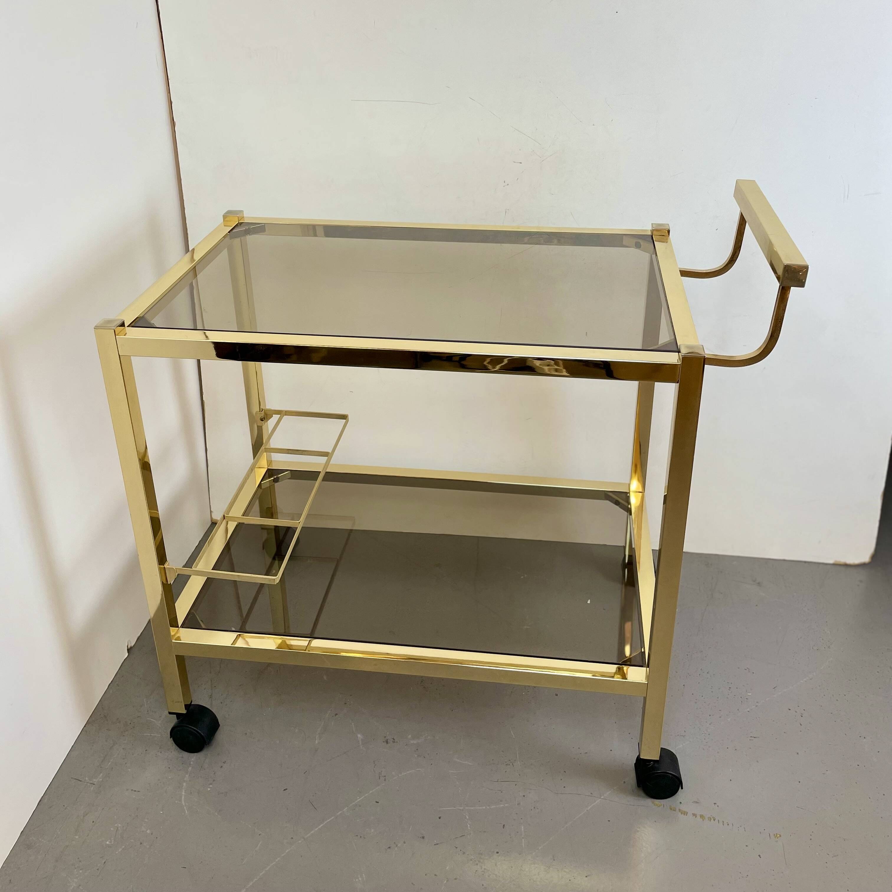 Hollywood Regency Gold Bar Cart, 1980s
