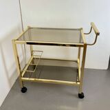 Hollywood Regency Gold Bar Cart, 1980s
