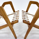 Pair of 1970s Jan Vaněk Oak Armchairs, Czechoslovakia