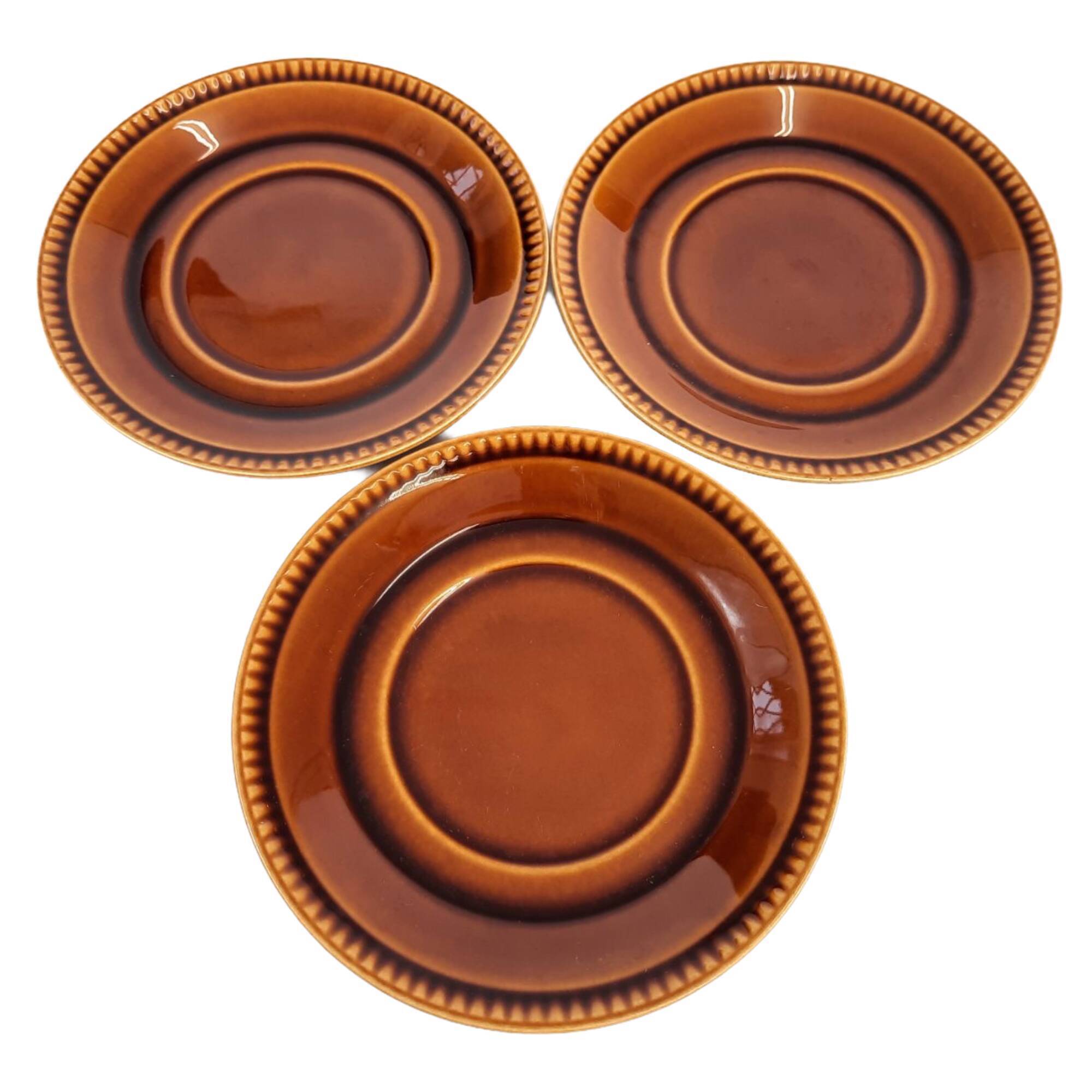 Tea service for Six vintage boch pattern brown, white and green