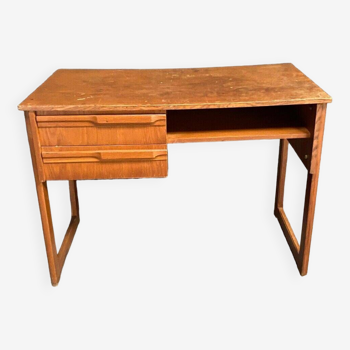 Petit bureau scandinave 1960 deux tiroirs un plateau