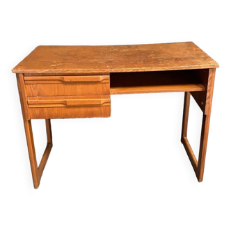 Petit bureau scandinave 1960 deux tiroirs un plateau