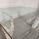 Travertine and glass coffee table