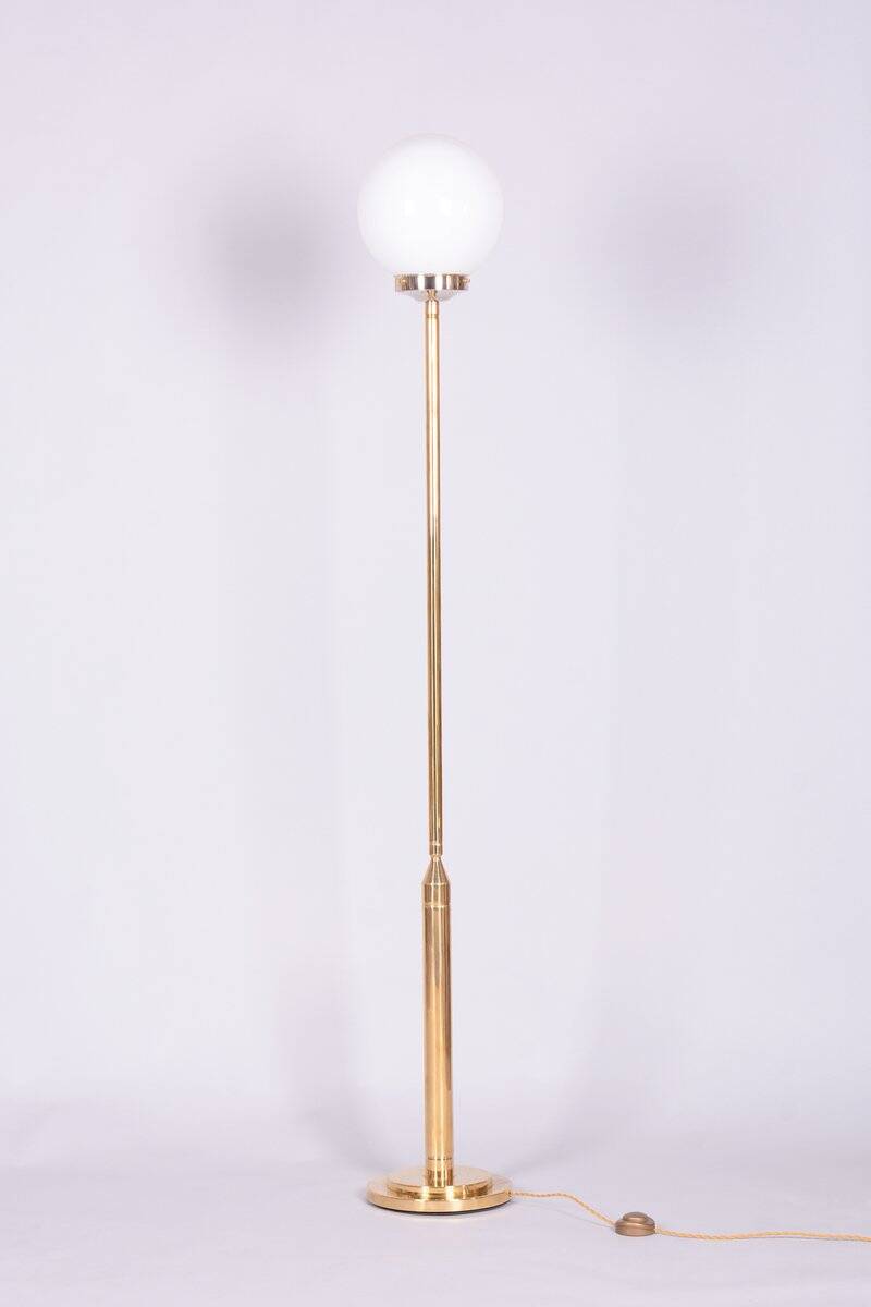 Mid-Century Modern Floor Lamp in Brass and Opaline Glass, 1960s