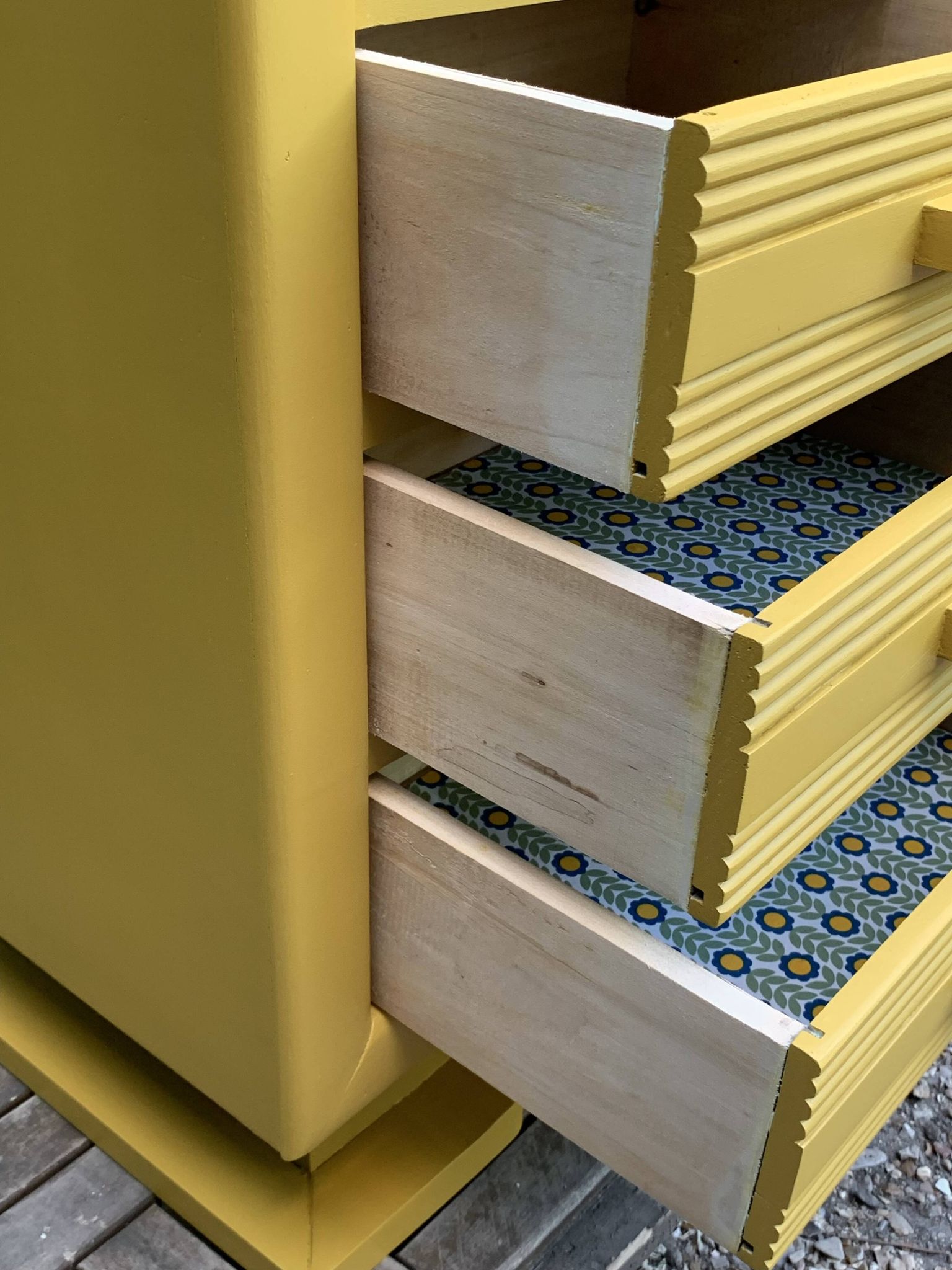 Ochre yellow Art Deco chest of drawers