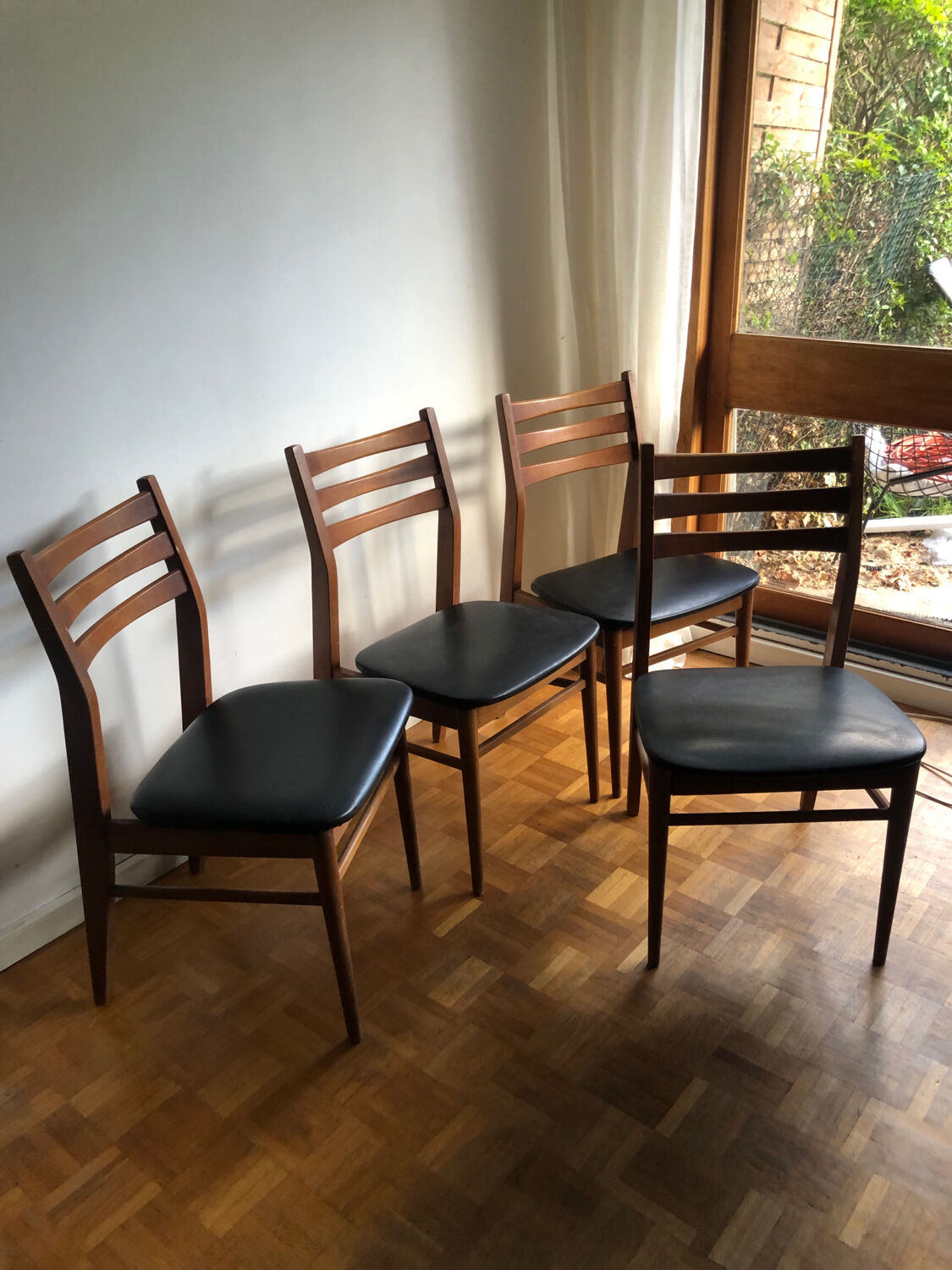 Series of four Scandinavian ash chairs
