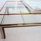 Coffee table in brass and chrome with folding top compartment to House Jansen 1970 s