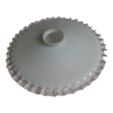 Abat jour opaline blanche et bord ondulé transparent