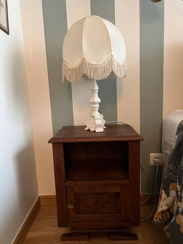 Lampe céramique Bassano abat jour à franges