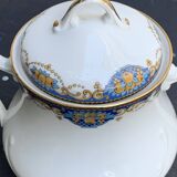 Sucrier et pot a lait, PP limoges france, porcelaine blanche art deco