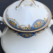 Sugar bowl and milk jug, PP Limoges France, white porcelain art deco