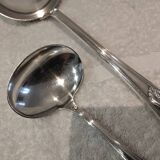 2 Silver-plated soup and sauce ladles with rocaille ribbon decoration