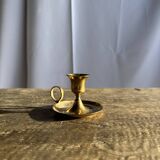Small golden hand candlestick with a round loop handle D8 H6.5