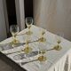 Set of 6 vintage yellow stemmed glasses: consisting of 4 large and 2 small.