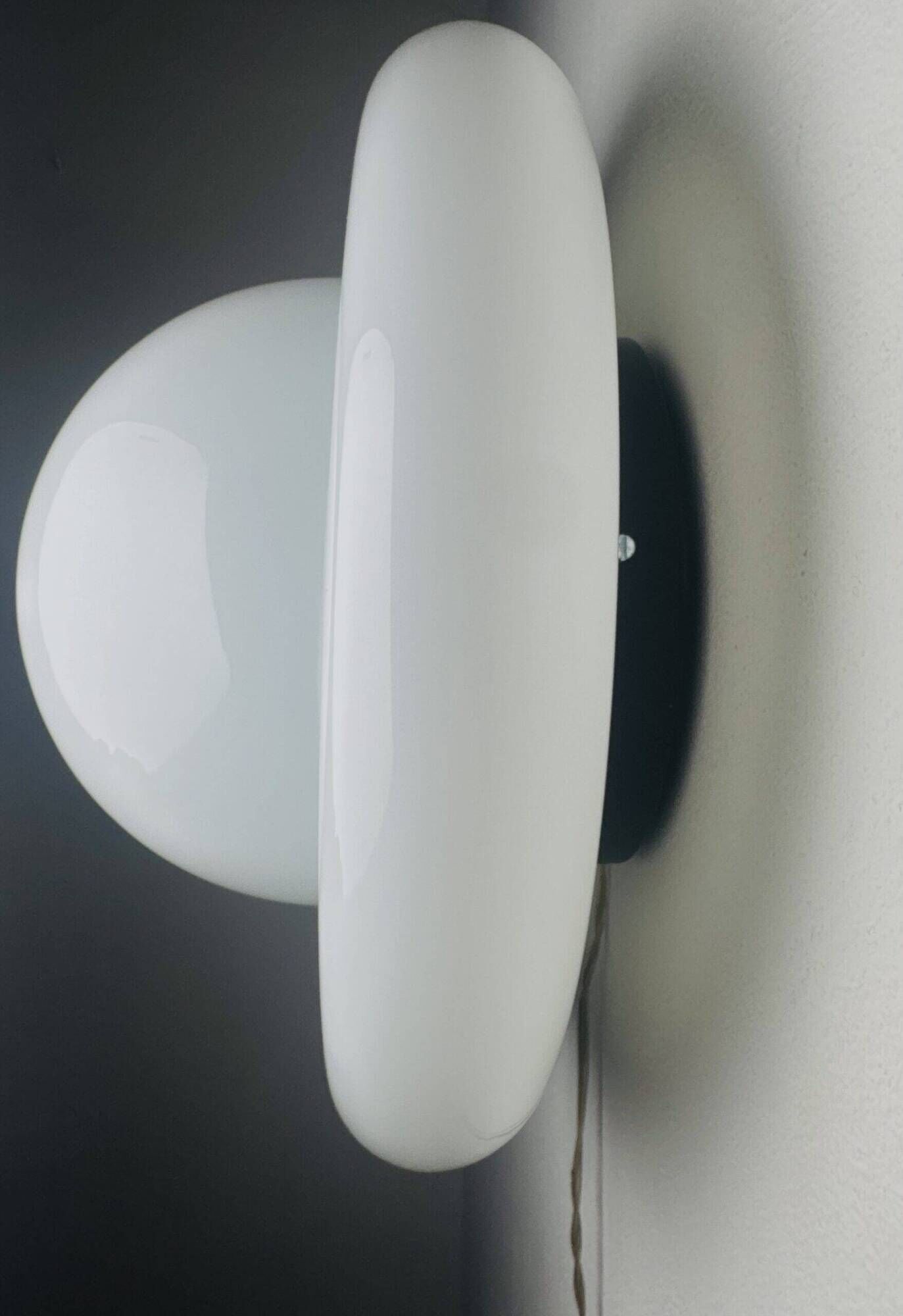 Sculptural Ufo Space Age Wall Lamp In Opal Glass, Italy 1970S