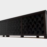 Brutalist Oak Craftsmanship Sideboard, 1960s/70s, Germany, Brass Accents