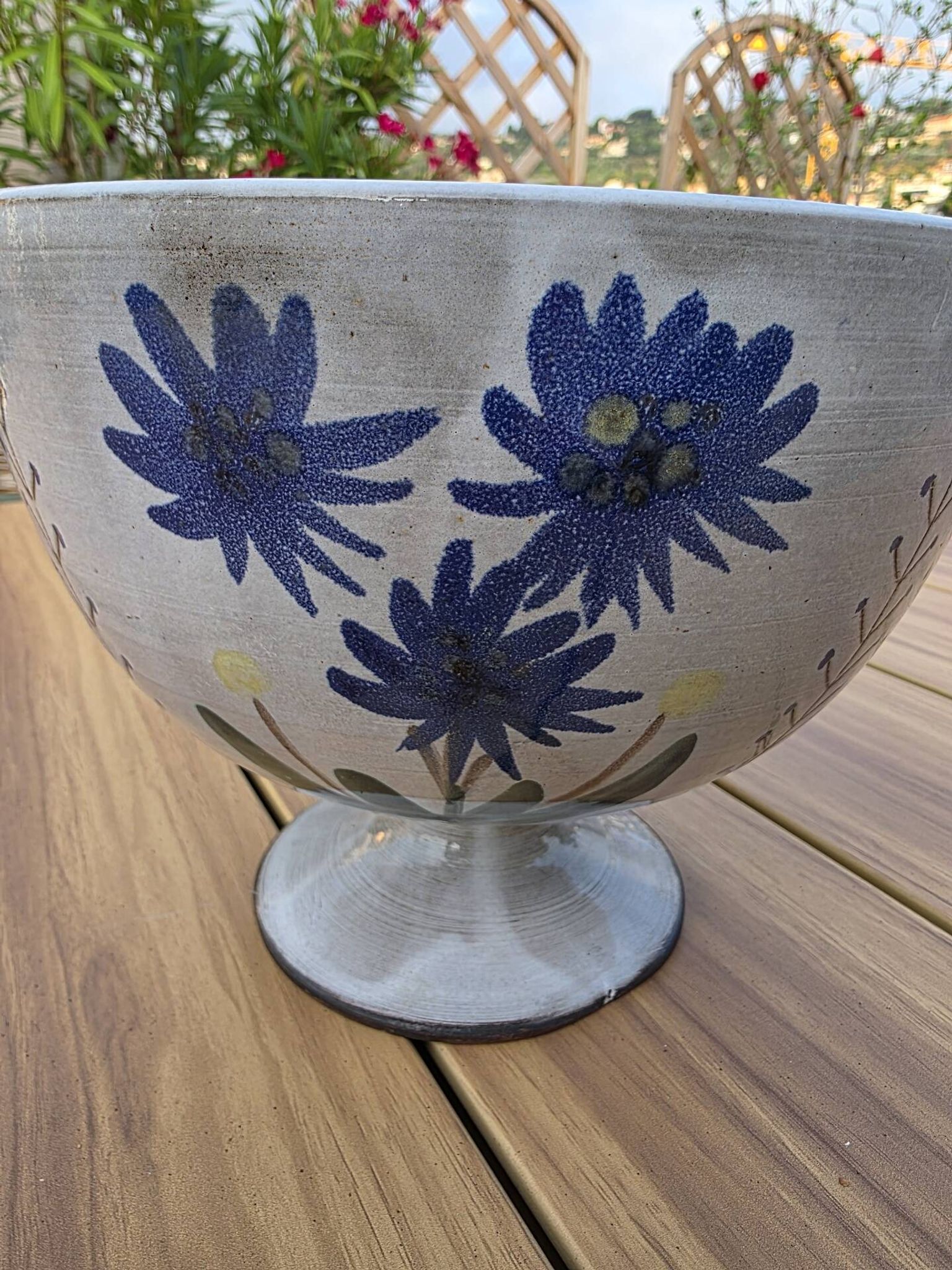 Large Footed Bowl Vallauris vintage – Gérard Hoffman Signed HOF
