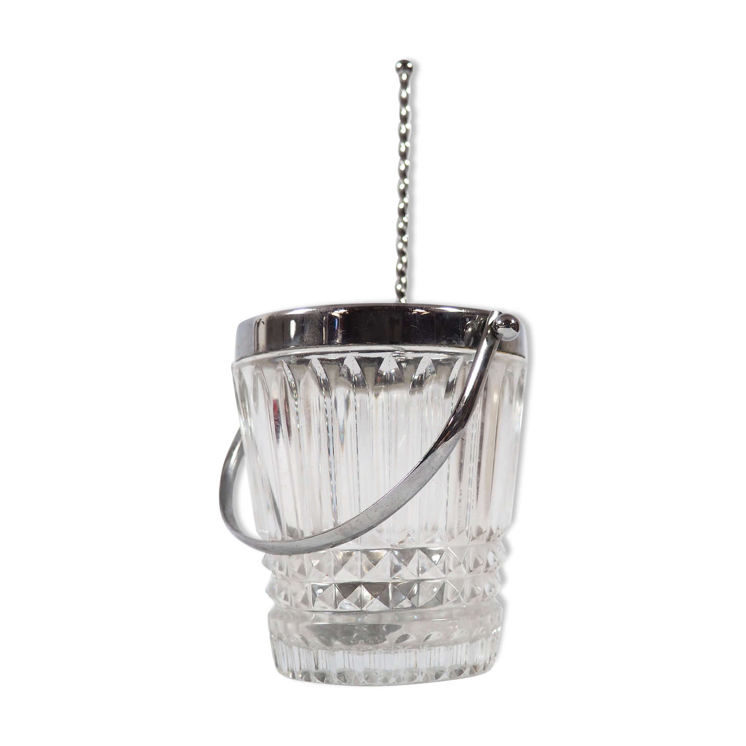 Chrome and glass ice bucket