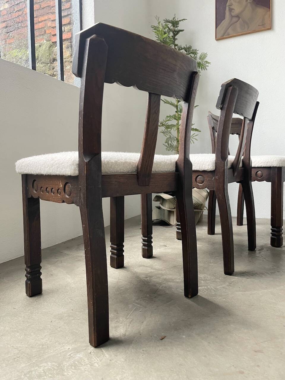 Set of 6 brutalist chairs from the 1940s