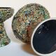 Paire de bougeoirs en céramique de la Vanoise écume miel vintages