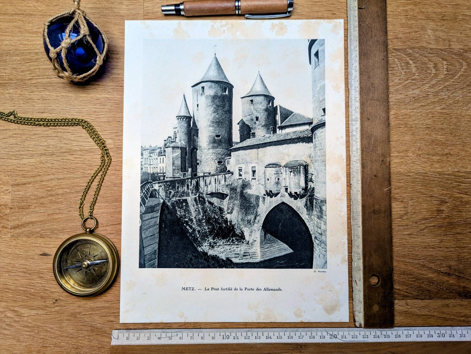 Heliogravure of Metz, vintage printed in 1926.