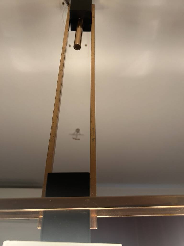 3-light ceiling light, in opaline and brass Maison Arlus 1950