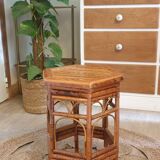 Bamboo and rattan pedestal table