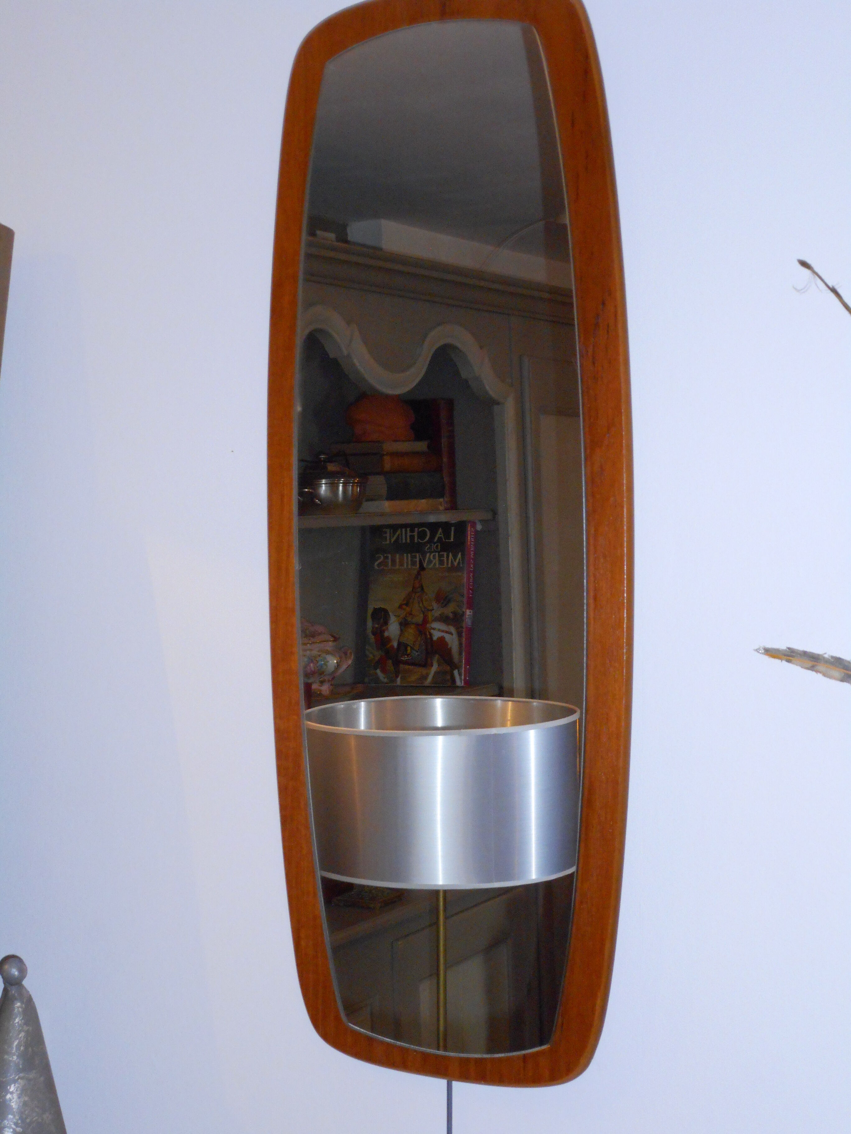 Mirror teak Scandinavian 30x76cm